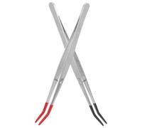 2 Pièces Pinces à Timbres en Acier Inoxydable, Embouts Caoutchouc | Outil Léger, Ergonomique et Facile à Nettoyer, pour Laboratoires et Travail des Perles