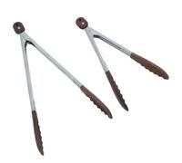 2 Pièces Pinces Cuisine en Bois de Noyer et Acier Inoxydable, 9 et | Poignée Verrouillable, Ouverture Réglable, Service Polyvalent pour Apéritifs et Viande, Repas Quotidiens