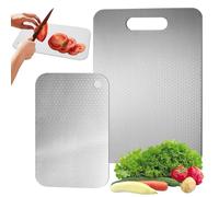 2 Pièces Planche à Découper en Acier Inoxydable, Planche à Découper en Titane, Titanium Cutting Board, Stainless Steel Cutting Board, Chopping Board pour Viande, Fruits et Légumes(34 x 23cm+24 x 15cm)