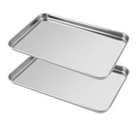 2 Pièces Plaque Inox, 22.7 X 14.7 X 1.2 cm Plaque Four Rectangulaire, Chauffage Uniforme Plaque Patisserie, Lavable au Lave-Vaisselle, Plaque Four Universelle pour Cuire, Frire et Servir des Aliments