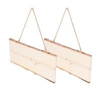 2 Pièces Plaques de Bois Rectangulaires Vierges avec Cordes | Surface Lisse Bois Brut Réutilisable, pour Messages Manuscrits et Signalétique Magasin