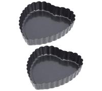 2 Pièces Plat à Tarte Cœur en Acier au Carbone Moule à Pâtisserie | Conductivité Thermique Élevée, Pièce Estampée D’un Seul Bloc, Résistant à Chaleur, pour Restaurants et Salons de Thé