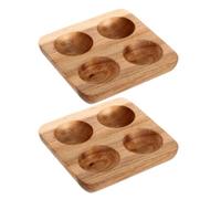 2 Pièces Plateau à Œufs en Bois D’acacia Marron, Style Rustique | Rainures et Emplacements Individuels, Format Compact 4,20×4,20×1,60cm, Cuisine et Table