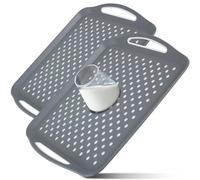 2 pièces Plateau antidérapant 45x32x4,5 cm, Plateau de service avec poignée surface en caoutchouc antidérapante, Plateau en plastique pour table à manger café cuisines de restaurant