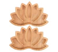 2 Pièces Plateau de Présentation Lotus en Bois Marron