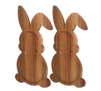 2 Pièces Plateau Lapin en Bois D’acacia et Buffet | Forme Festive Polie, Surface Lisse sans Échardes, pour Fruits et Confiseries, Transport Facile, Décoration de Fête