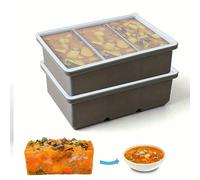 2 pièces Plateau réutilisable en silicone avec couvercle - Moule flexible d'une capacité de 1 tasse, convient pour congeler la soupe, le ragoût, la sauce, lavage au lave-vaisselle, idéal pour Noël, Ha