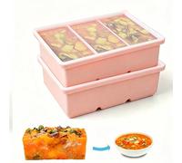 2 pièces Plateau réutilisable en silicone avec couvercle - Moule flexible d'une capacité de 1 tasse, convient pour congeler la soupe, le ragoût, la sauce, lavable au lave-vaisselle, idéal pour Noël, H
