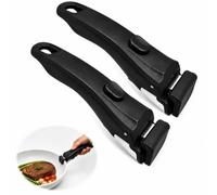 2 Pièces Poignée Amovible Universelle, Manche Détachable Résistant à la Chaleur 250°C,Support Jusqu'à 10kg,Accessoire Cuisine Pratique pour Ustensiles Compatibles avec Tefal,Poignée Antidérapante Noir