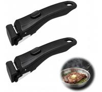 2 Pièces Poignée Détachable pour Casserole Universelle Amovible Résistante à la Chaleur 250°C Support 10kg Poignée Antidérapante Compatible avec Tefal la Plupart des Ustensiles de Cuisine（Noir 2pcs）