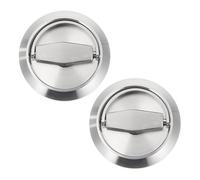 2 pièces Poignée Encastrée Ronde en Acier Inoxydable pour Porte | Finition Brossée Argentée, Loquet Escamotable, Verrou Intérieur, Levier Affleurant, Vis Incluses pour Placard, Bureau