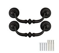 2 pièces poignées de tiroir antique poignées de meuble avec vis crochet pull down rétro décoratives poignée de porte 12,5 cm quincaillerie d'armoire de cuisine, noir