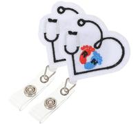 2 Pièces Porte-badge en Feutre Cœur, Clip Rotatif Extensible | Documents et Carte D’identité, Usage Bureau ou Médical, Facile à Porter Retirer