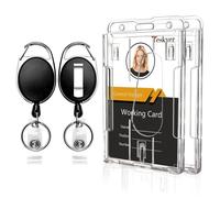 2 Pièces Porte Badge, Porte Badge Enrouleur, Rigide, Transparent, Retractable, Vertical