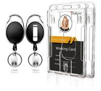2 Pièces Porte Badge, Porte Badge Enrouleur, Rigide, Transparent, Retractable, Vertical