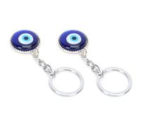 2 Pièces Porte-clés Mauvais œil, Amulette de Glaçure Colorée en Alliage pour la Protection de la Bonne Chance