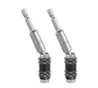 2 pièces Porte-embout Pivotant 6,35mm à Verrouillage Rapide pour visseuse | Acier Noir, Tête Orientable 360°, Mode Droit ou Incliné, pour Espaces Étroits et Montage d'Armoires