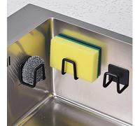 2 pièces Porte-éponge d'évier en acier inoxydable sans perçage - Égouttoir de cuisine auto-adhésif avec filet de drainage, polyvalent pour éponge, brosse à vaisselle, liquide vaisselle, cadeau de Noël
