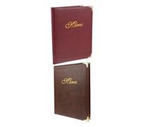 2 Pièces Porte-menu A4 en Pu, Dossier de Menus 7 Feuilles, Simple | Restaurant et Bar, Toucher Confortable, Pratique au Quotidien, Style Décontracté, Usage Professionnel