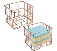 2 pièces porte-notes autocollantes, porte-notes en or rose, distributeur de notes autocollantes mignon, bloc-notes mémo 3,8 x 3,2 pouces organisateur de bureau en métal cube pour bureau maison