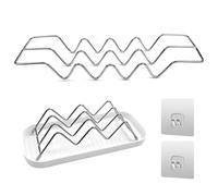 2 Pièces Porte-Savon, Acier Inoxydable en Support Savon, INOX Porte Savon Douche sans Perçage, Porte-éponge, pour Salle de Bain et Cuisine