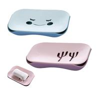 2 Pièces Porte Savon avec Drainage, Porte Savons Design Antidérapant Support à Savon Boîte à Savon pour Salle de Bain, avec Résistant Au Glissement, pour La Cuisine(Bleu Souriants, Rose Cactus)