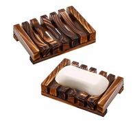 2 Pièces Porte-Savon en Bois Naturel Boîte à Savon Porte Savons