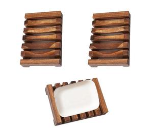 2 Pièces Porte-Savon en Bois Naturel,Peut Étre Placé des Deux Côtés,pour Salle de Bain, Douche ou Cuisine,Modèle Réversible et Écologique,Bois