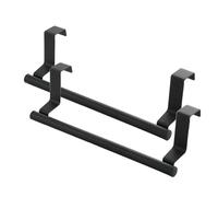 2 pièces Porte-serviette en acier inoxydable à suspendre au-dessus des portes de placard pour un ajustement universel (Noir)