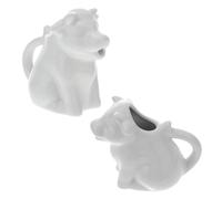 2 Pièces Pot à Crème en Céramique Animal Poignée et Bec Verseur | Petit Pichet pour Lait, Miel ou Sauce, Forme Vache Élégante, Surface Lisse, Usage Maison, Service Café