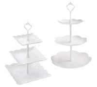 2 pièces Présentoir Plateau de Gâteaux Bonbons, à Gâteaux 3 Niveaux, Support à Cupcake, Support à Desserts,3 Étages Plats de