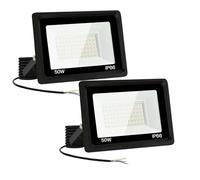 2 Pièces Projecteur LED Extérieur 50W, 5000LM 6000K Blanc Froid Spot Led, IP66 Étanche Eclairage Exterieur, 72 LEDs, Installation Flexible, Lampe pour Jardin Terrasse et Sécurité, Sans Prise