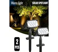 2 pièces Projecteurs solaires d'extérieur, 2/7 perles LED, lumières de sol pour mât de drapeau et paysage avec capteur de mouvement, lumières LED solaires, convient pour le jardin, la piscine, les arb