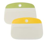 2 Pièces Raclette Coupe Pâte Plastique Alimentaire Double Face Graduée, Corne Pâtisserie Spatule Découpe Pâte Pain, Vert Jaune Anti-dérapant Ustensiles Boulangerie