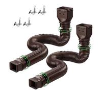 2 Pièces Rallonge de Gouttière Flexible pour, Rallonge de Tuyau de Descente de Gouttière, Eaux de Pluie Extensible de 20" à 60" Connecteur de Gouttière, avec 8 Vis(Noir, Blanc, Marron)