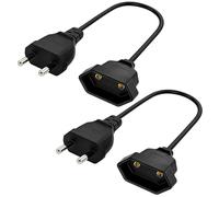 2 Pièces Rallonge Plate Euro Courte Electrique 2 Broches, 250V 2.5A Rallonge 2 Broches Euro, Européen vers Prise Européenne, Câble Prolongateur Electrique avec Fiche CEE 7/16 Cuivre pour TV PC Écran