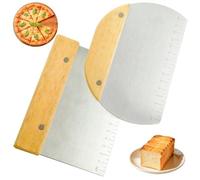 2 Pièces Ramasse Légumes Legume Grattoir Coupe a Pate Racloir Cuisine Inox Boulangerie, Corne Patisserie avec Poignée en Bois et Lame en Acier Inoxydable de Qualité Alimentaire Pour Gâteaux, Pizzas