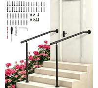 2 Pièces Rampe Escalier Main Courante À poteau Unique pour 1 à 4 Marches | Main Courante pour Escalier Exterieur Angle Réglable, Antidérapant pour Intérieur Vérandas Jardins, Supporte Jusqu'à 350 LB