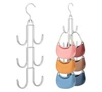 2 Pièces Rangement de Sac à Main avec 6 Crochets, Crochet de Sac à Main Cintre de Sac, Porte Foulard,Porte Cravate,pour Sacs, écharpe, Cravate (A)