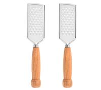 2 Pièces Râpe à Fromage en Acier Inoxydable, Manche Bois, Argenté | Trancheur pour Gingembre et Fruits, Facile à Nettoyer, Sûr à Utiliser, Compact, Usage Varié