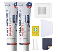 2 Pièces Rebouche Trou Mur Blanc Enduit de Rebouchage Prêt à L'Emploi Kit | Écologique et Non Toxique, Imperméable et Anti-Moisissure (Bouchon à Bec, Spatule, Papier de Verre et Patte de Mastic)