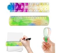 2 Pièces Règle Pliante en Plastique 30 cm 15 cm, Kit de Règle Flexible en Plastique Transparent Multicolore pour Bureau en École Papeterie Étudiants, Mesure Précise, Dessin Technique, Usage Quoti