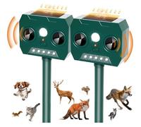 2 Pièces Repulsif Chat Exterieure pour Jardin - Éloigne Fouines Renards Ratons - avec Flash LED et ultrason IP45
