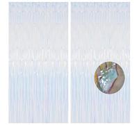 2 Pièces Rideau Paillette Anniversaire Blanc Rideau Frange, 1M*2M Fond Photobooth Accessoire, Rideaux Fil Métallique pour Noel Anniversaire EVJF Mariage Disco Fête Party Decorations