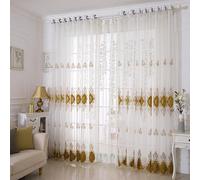 2 pièces Rideaux translucides européens de luxe en velours tissé doré brodé 100*200,250*100,150*250,140*260,210*230,210*270,132*213,132*241,150*230Polyester