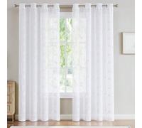 2 pièces Rideaux transparents brodés blancs - motif floral, design de broderie élégant pour la décoration du salon et de la chambre à coucher, avec anneaux à œillets 140*200,140*300,60*150,60*120,140*