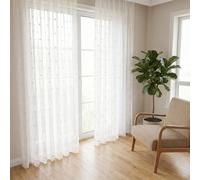 2 pièces Rideaux transparents décoratifs boules blanches moelleuses de style minimaliste européen et américain pour la cuisine, le salon, le balcon 39"Lx20"L(100x50cm),39"L*79"L(100*200cm),39"L*98"L(1