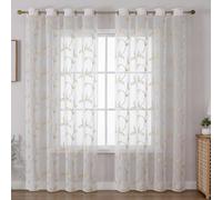 2 pièces Rideaux transparents, rideaux décoratifs en lin brodé, convenant pour la maison, la cuisine, le salon et la chambre à coucher 140*220,140*200,132*160,140*260,132*183,132*213,132*274,132*137,1
