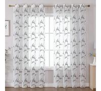 2 pièces Rideaux transparents, rideaux décoratifs en lin brodé, convenant pour la maison, la cuisine, le salon et la chambre à coucher 140*220,140*200,132*160,140*260,132*183,132*213,132*274,132*137,1