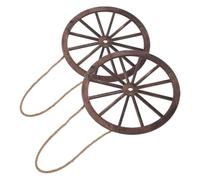 2 Pièces Roue de Chariot en Bois Ronde, Rustique Western 20cm | Texture Naturelle, Finition Café Vintage, à Suspendre Polyvalente pour Murs, Portes, Maison ou Fête à Thème Far West